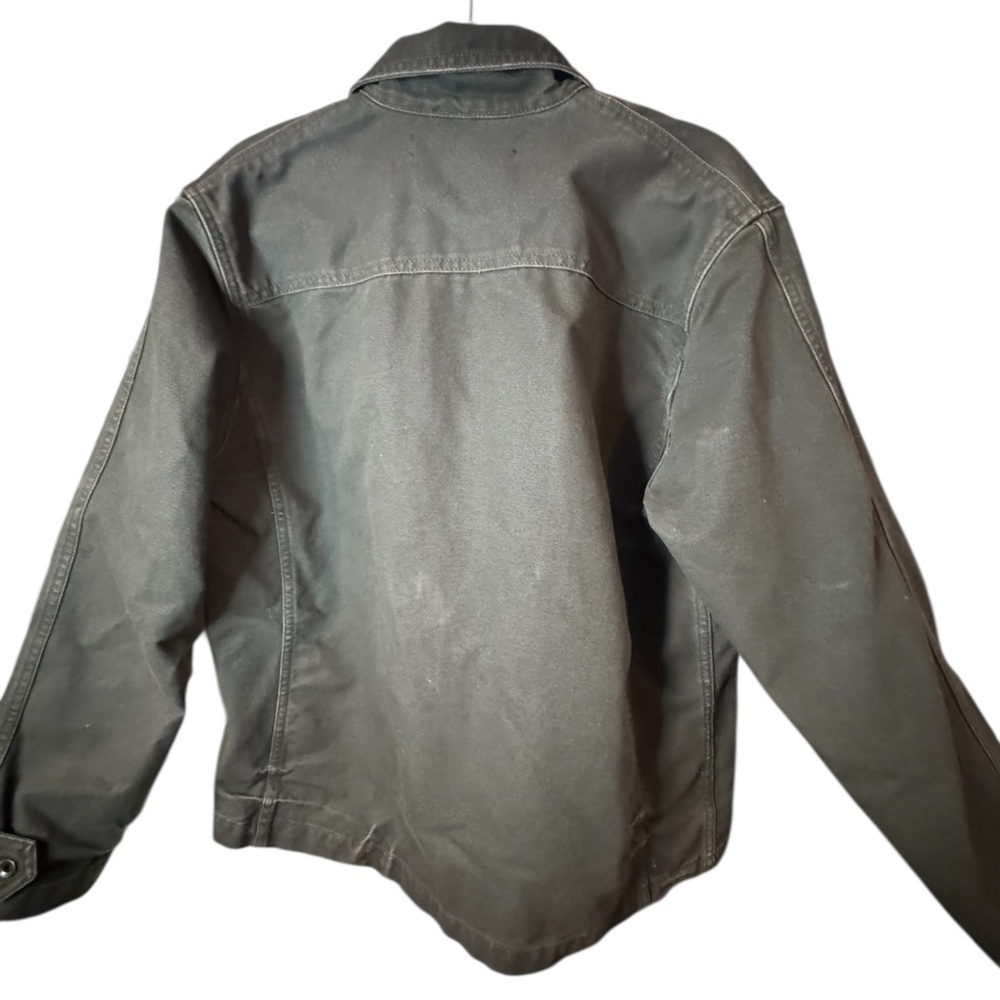 Baldwin Men's Dark Green Utility Cargo Zip Up Size L Made in USA Cotton Jacket - Picture 2 of 7